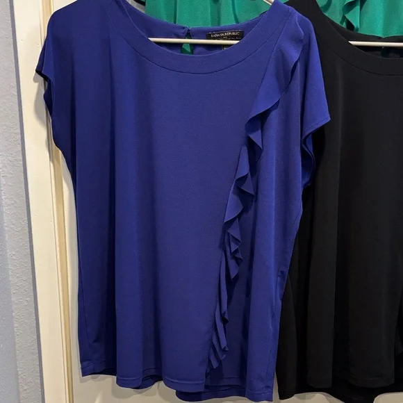 Banana Republic Women's Ruffle Blouses - Blue, Black, Green - Picture 4 of 9